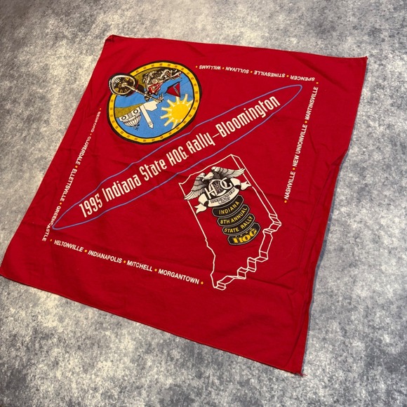 Harley-Davidson Other - Vintage 1995 Harley Davidson Indiana State HOG Rally Bloomington Red Bandana